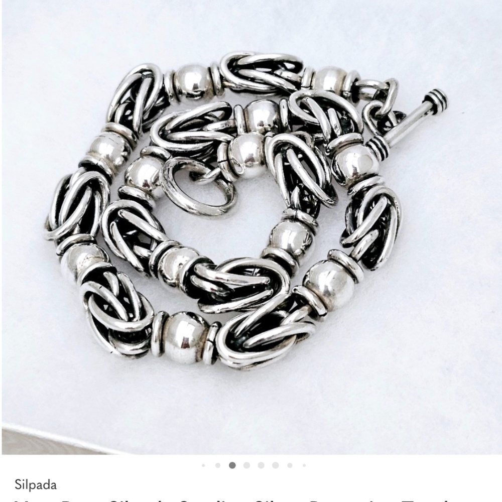 Silpada EXTREMELY Very Rare Silpada Sterling Silver Byzantine Toggle Necklace - Picture 5 of 5